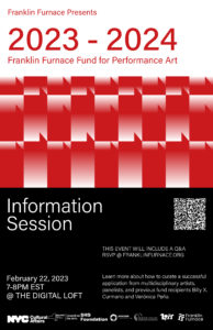 Read more about the article 2023-24 Franklin Furnace FUND for Performance Art Application Information Session