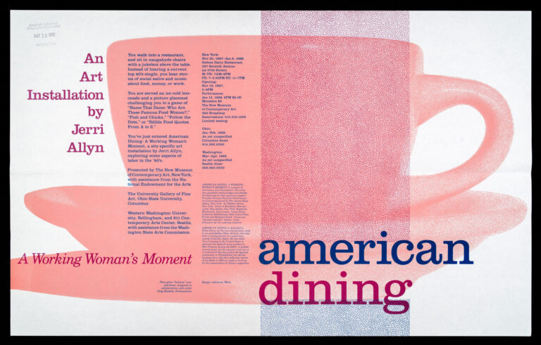 Poster for the installation “American Dining: A Working Woman's Moment” by Jerri Allyn.