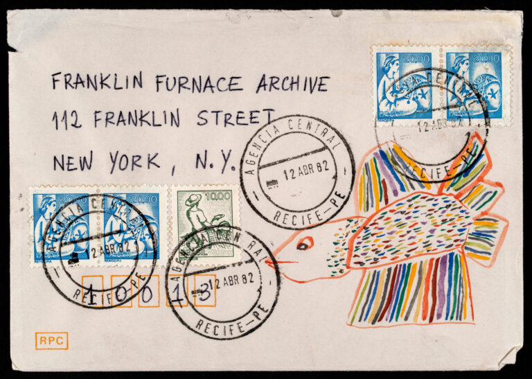 Mail art envelope from Ivan Maurício’s artist folder.