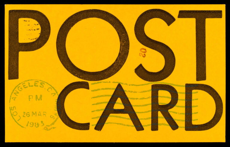 Postcard correspondence written by Conny Cohen to Matthew Hogan in 1984.