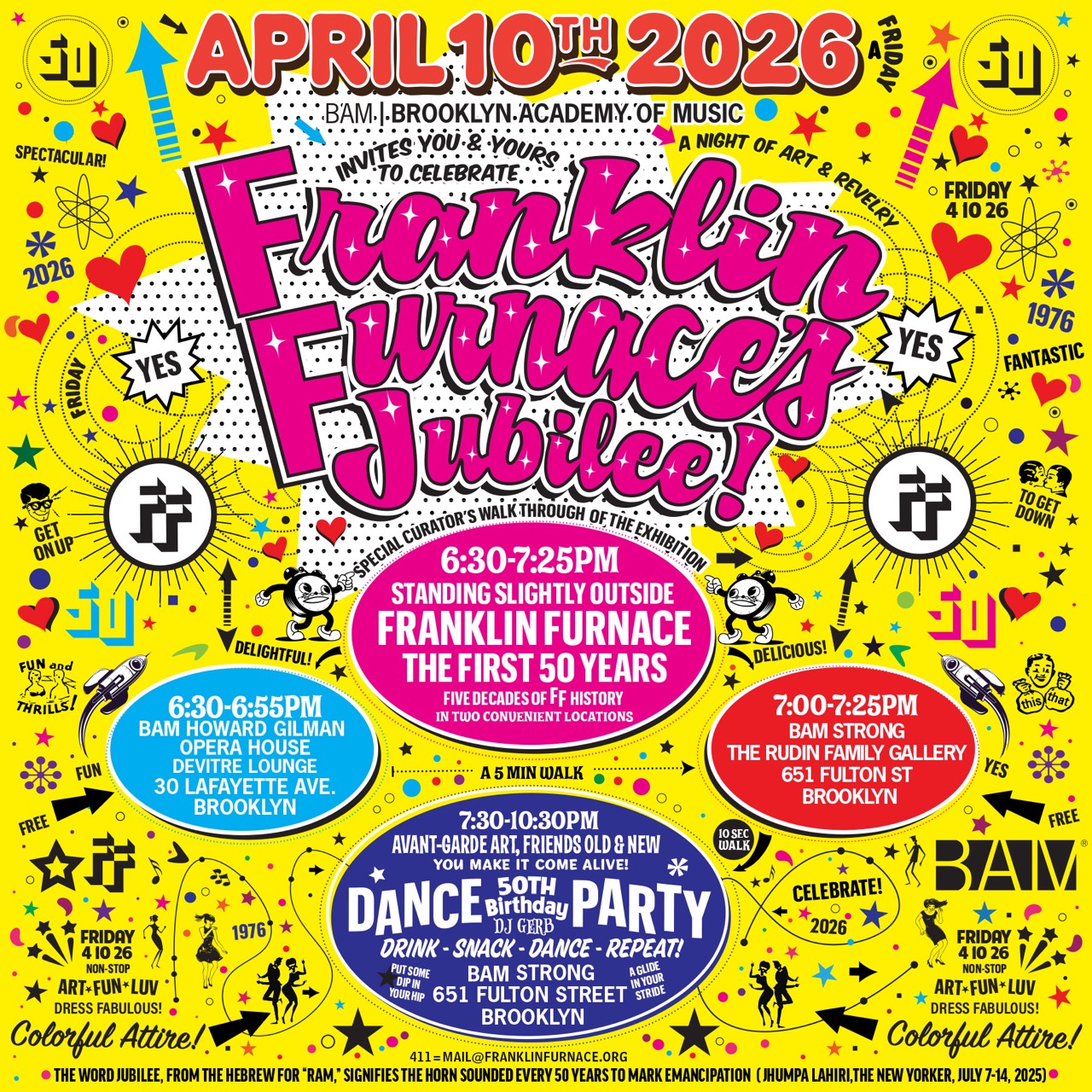 Read more about the article Franklin Furnace’s 50th Birthday JUBILEE Party | Brooklyn Academy of Music | Brooklyn, NY